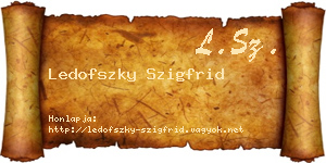 Ledofszky Szigfrid névjegykártya